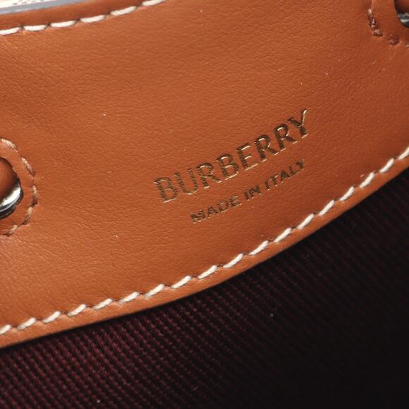 Burberry Check Bucket Bag Shoulder Canvas Leather Beige Tan Brown Multicolor - Picture 4 of 4